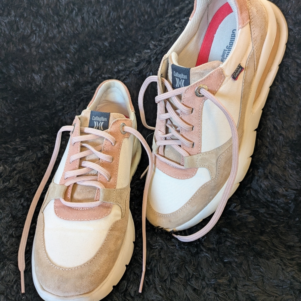 CallagHan Women's Casual Sneakers - Pink, Cream, and Tan